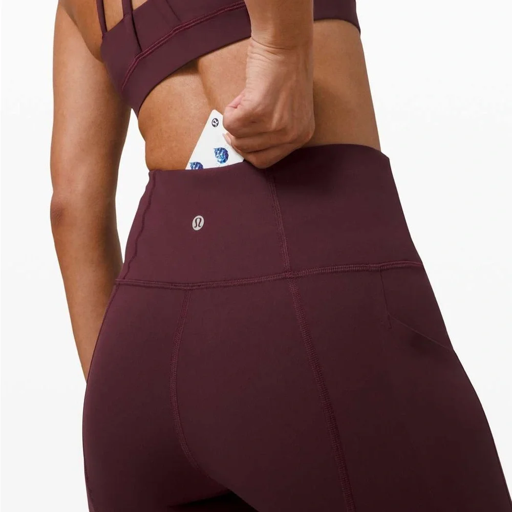 Lululemon Cassis Red Pace Rival High-Rise Mesh Panel Crop 22